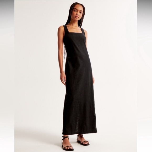 Abercrombie & Fitch Dresses & Skirts - Abercrombie And Fitch Linen Blend Shift Maxi Dress Black Medium Tall New W/ Tags